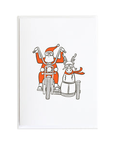 Motorcycle Santa Christmas Holiday Card